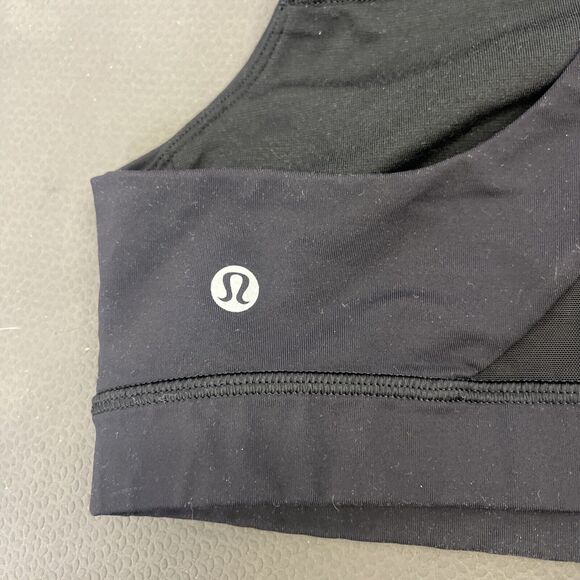 Lululemon Invigorate Bra Black Racer Back Sheer Size 10 Benefits Charity - Picture 9 of 11